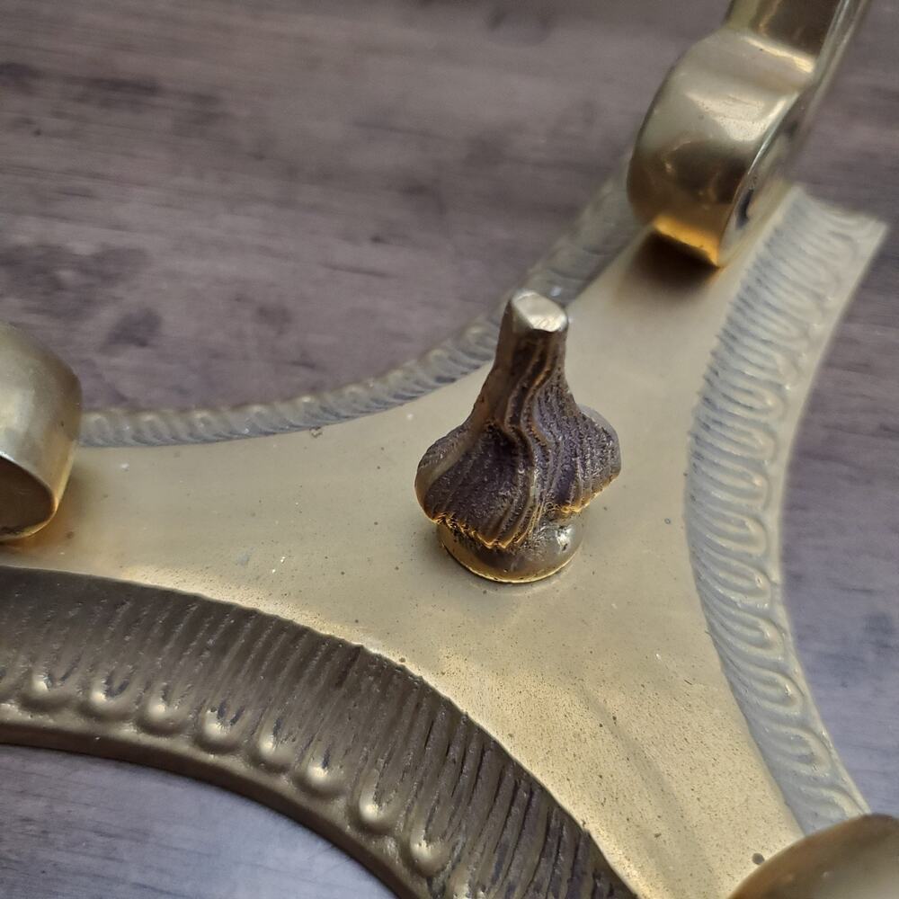 Vintage Brass Plant Stand / Candle Holder Adult's 7.5" Gold India Made MCM Decor - Picture 3 of 10